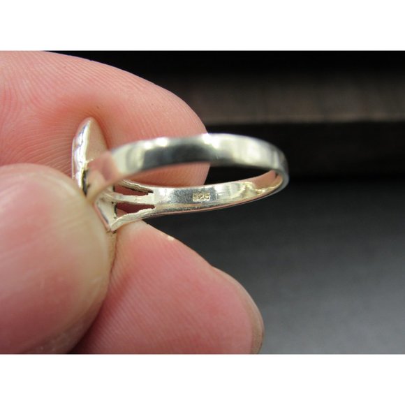 Size 5.25 Sterling Silver Tarnished Thin Blue Inlay Band Ring Vintage Statement - Picture 4 of 7